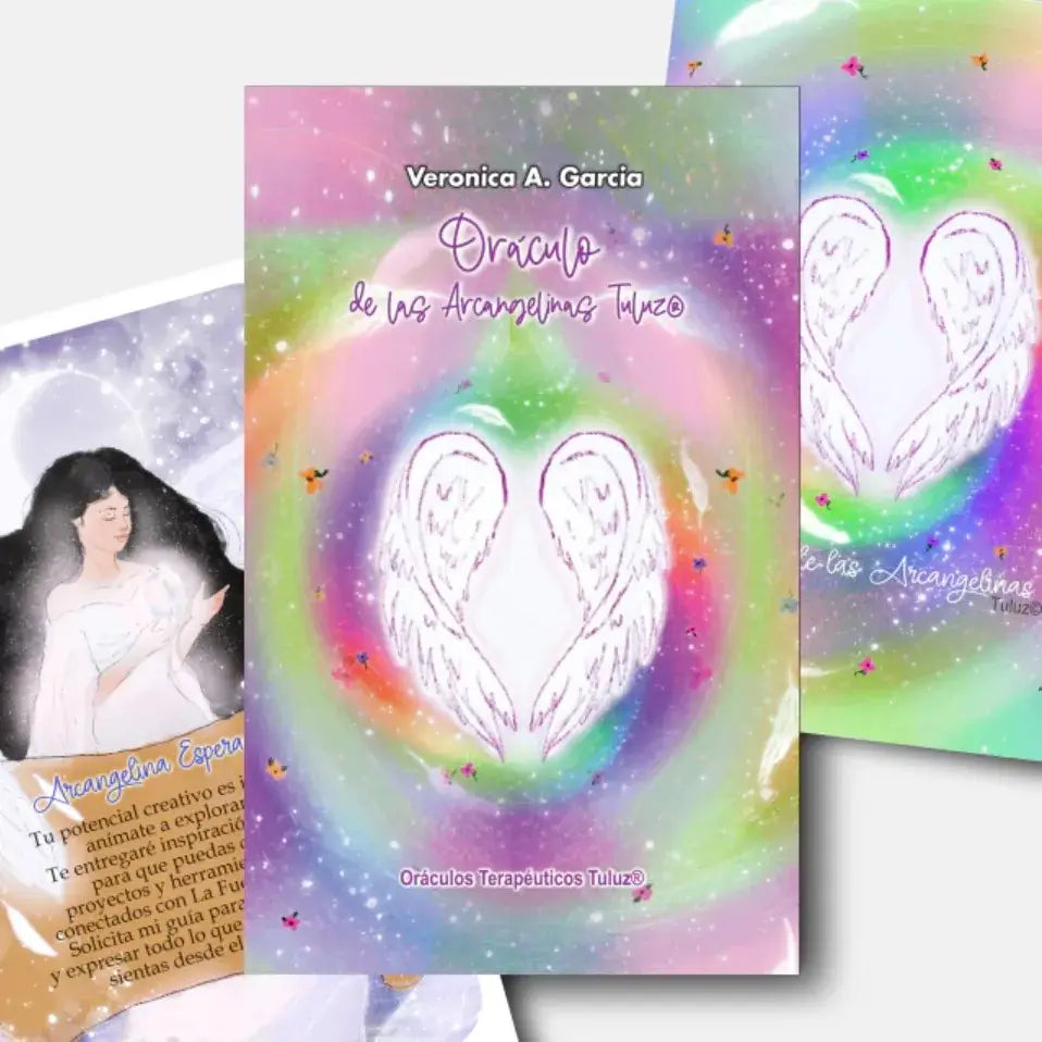 imagenes con colores arcoiris, angelicales y alas de ángel, pertenecientes al Oráculo de las Arcangelinas Tuluz©